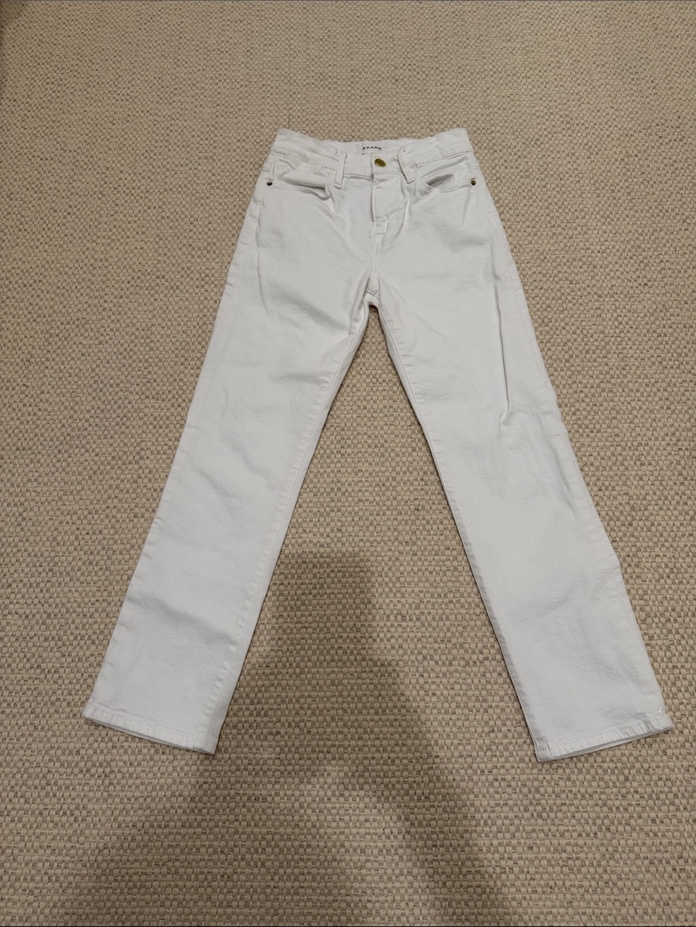 Frame Denim White Straight-Leg Jeans